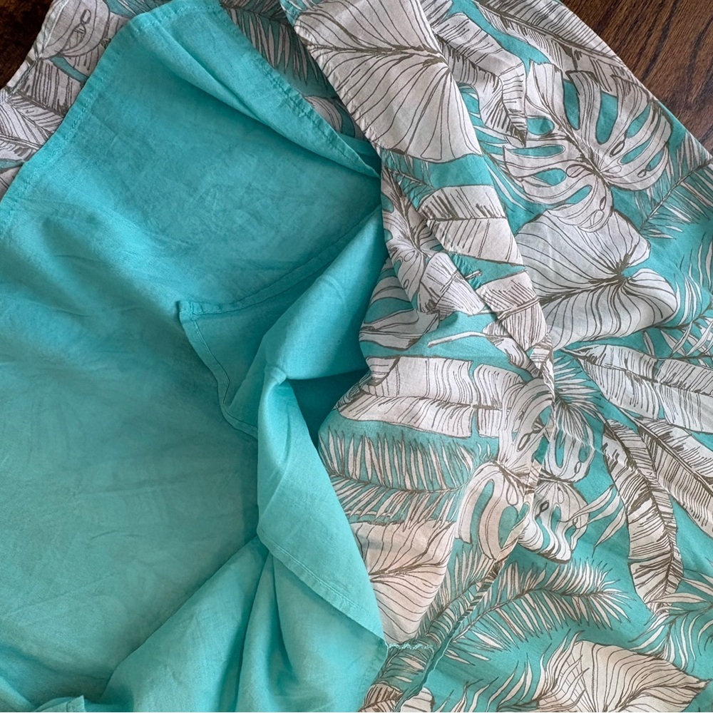 Talbots Teal and White Leaf Print Summer Dress size 10 NWT preppy 100% cotton - Picture 6 of 7
